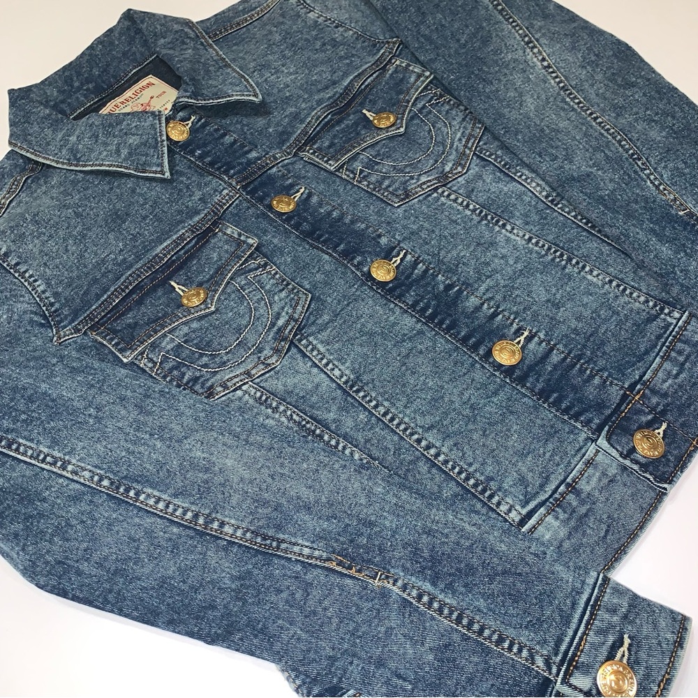 True Religion Women's Jesse Dark Blue Denim Jacket - Picture 3 of 9